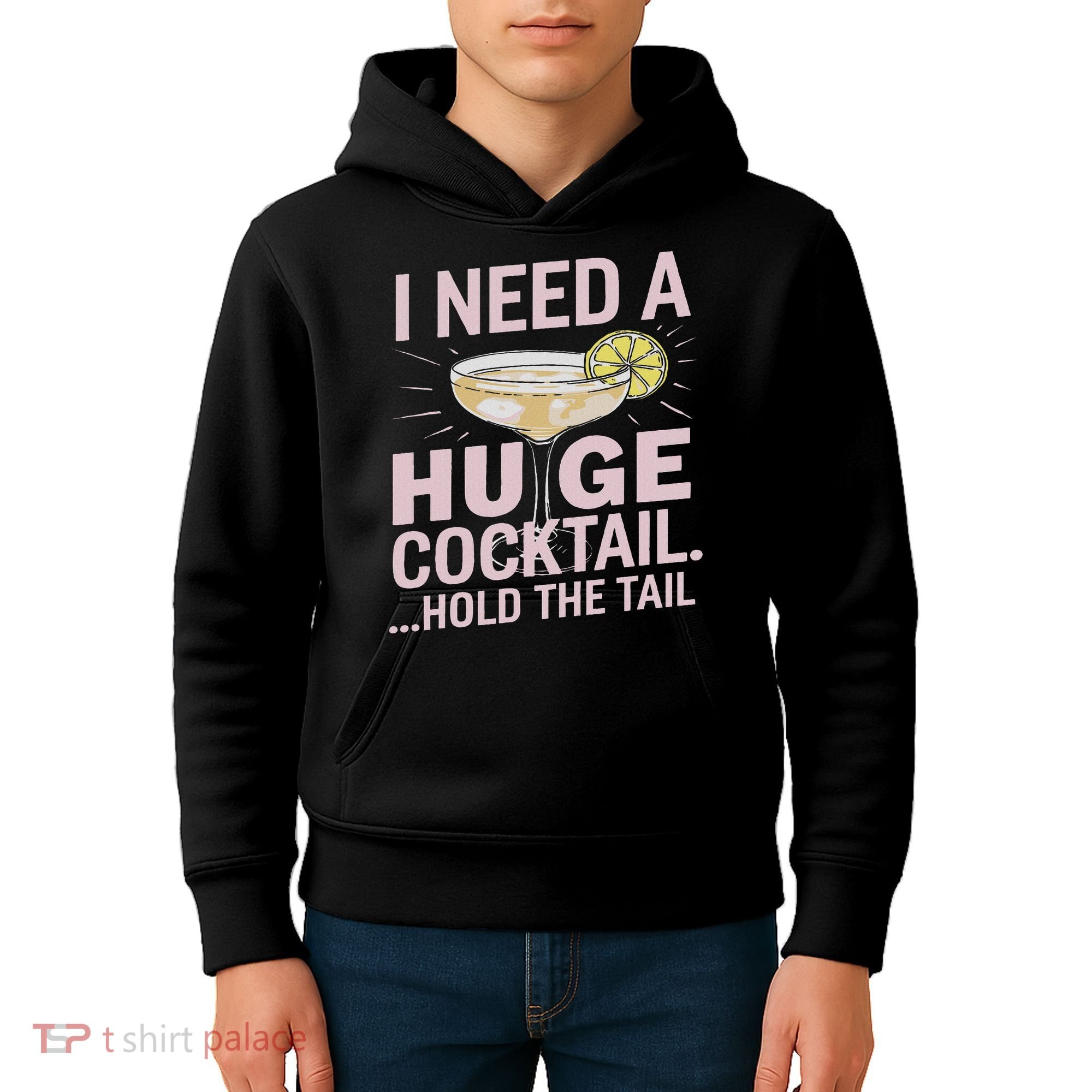 I Need A Huge Cocktail Hold The Tail Summer Drinking Humor Kids Hoodie