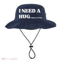 I Need A Huge Glass Of Wine Funny I Need A Hug Bucket Hat thumb 0