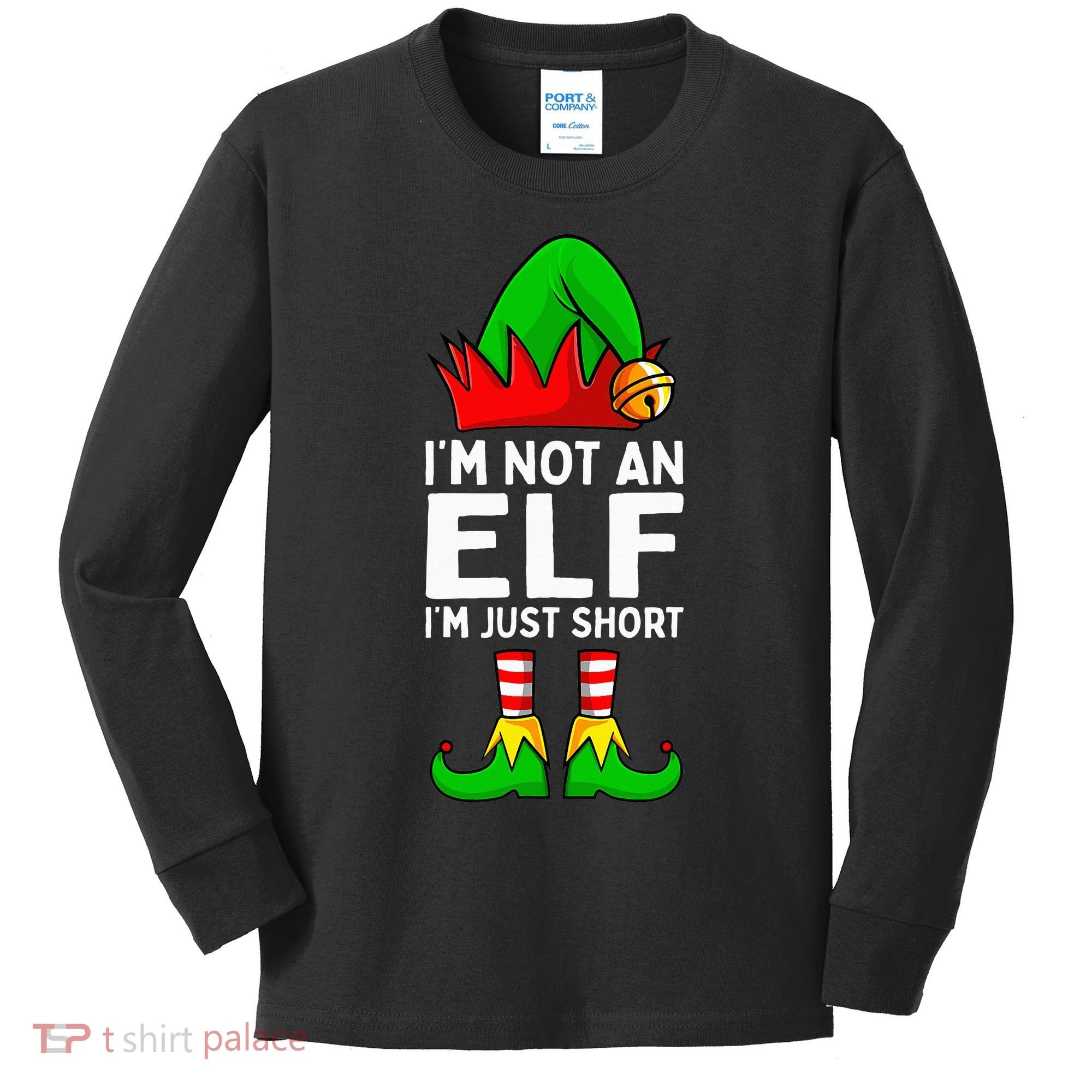 I'm Not An Elf Im Just Short Funny Christmas  Kids Long Sleeve Shirt