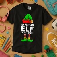 I'm Not An Elf Im Just Short Funny Christmas  Kids T-Shirt thumb 3