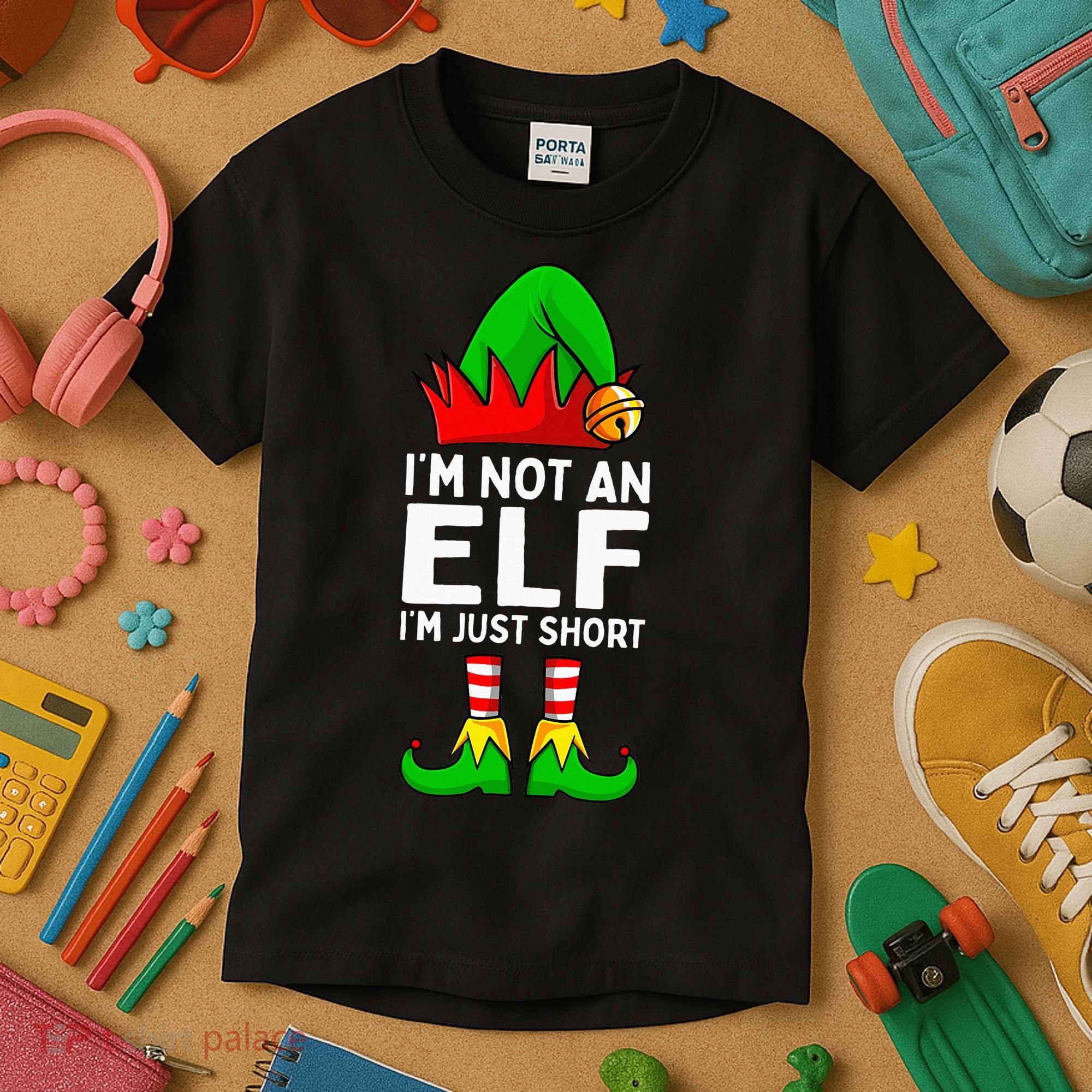 I'm Not An Elf Im Just Short Funny Christmas  Kids T-Shirt