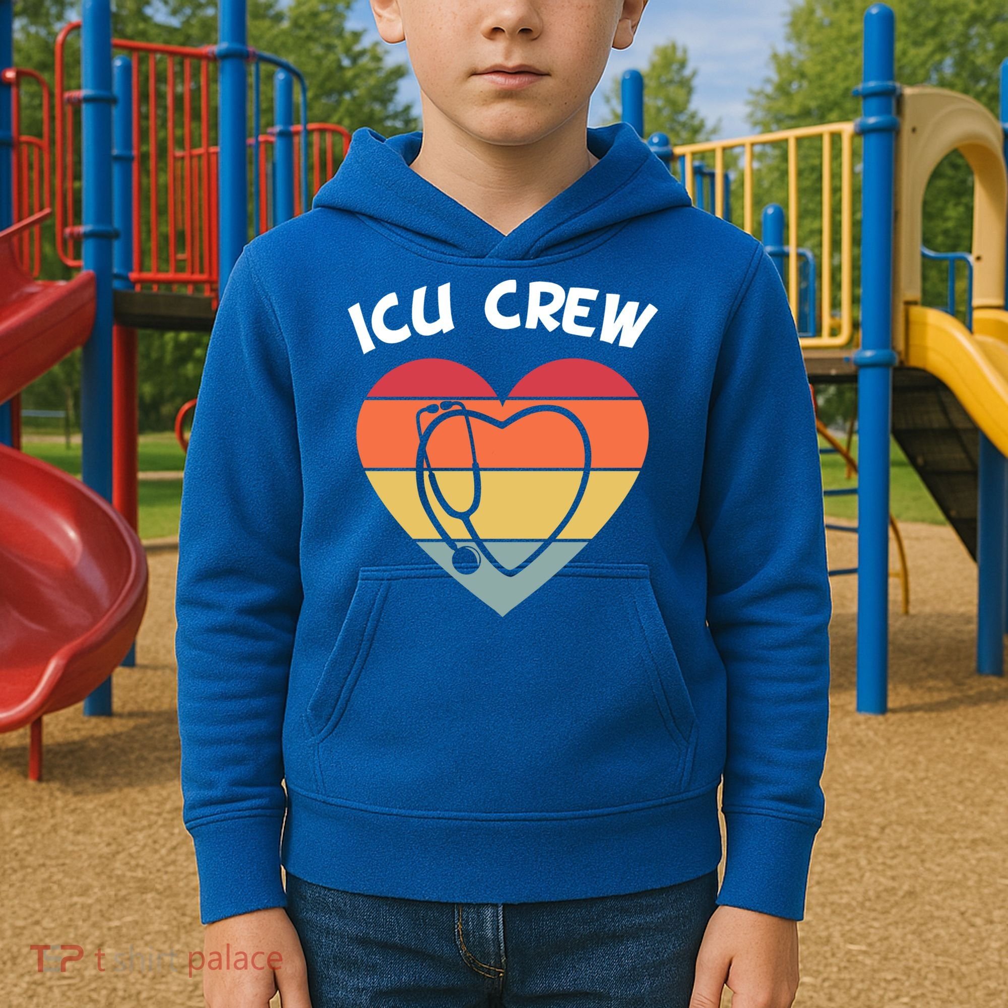Icu Nurse Appreciation Stethoscope Cna Intensive Care Unit Gift Kids Hoodie