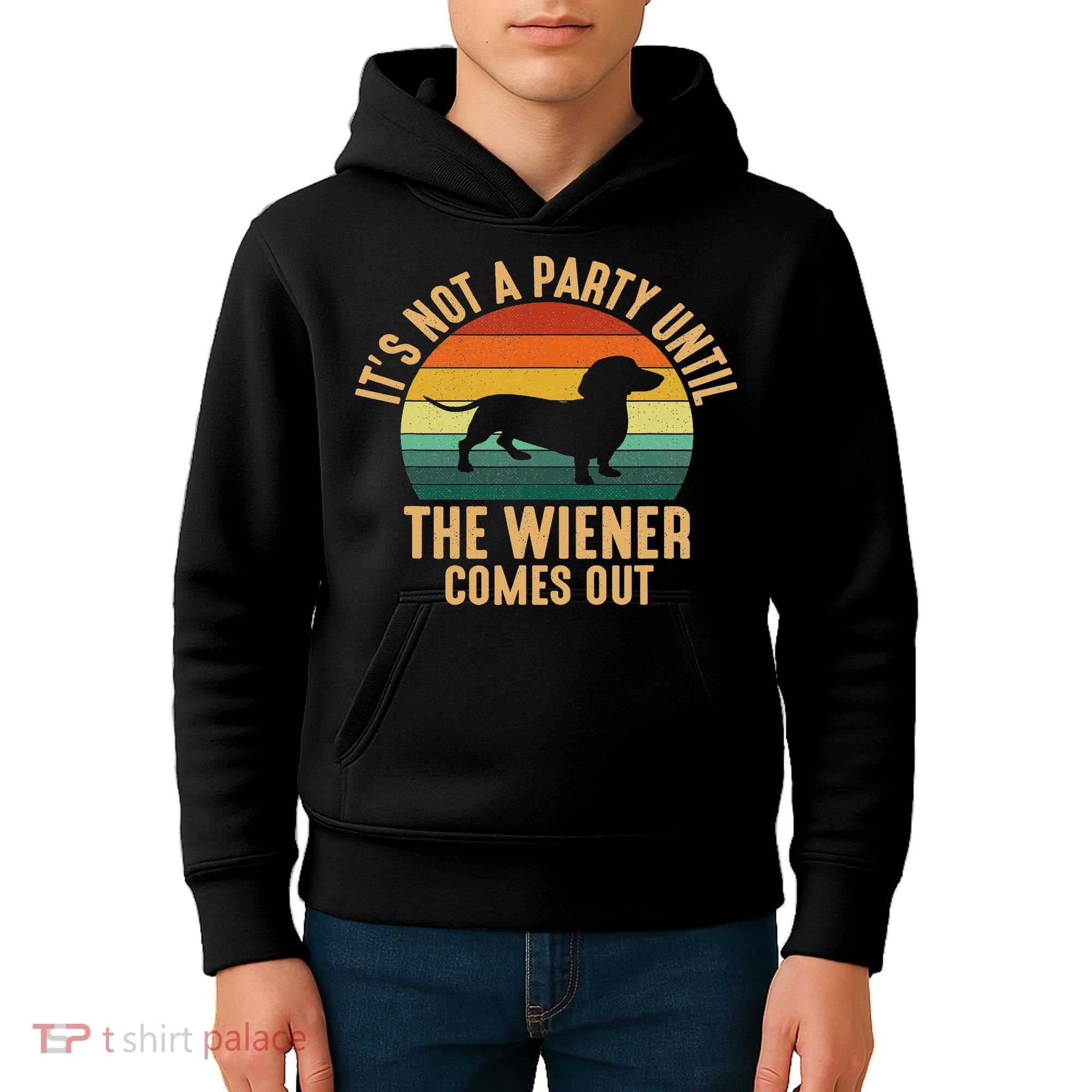 It’s Not A Party Until Wiener Comes Out, Funny Dachshund Kids Hoodie