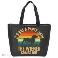 It’s Not A Party Until Wiener Comes Out, Funny Dachshund Tote Bag thumb 0