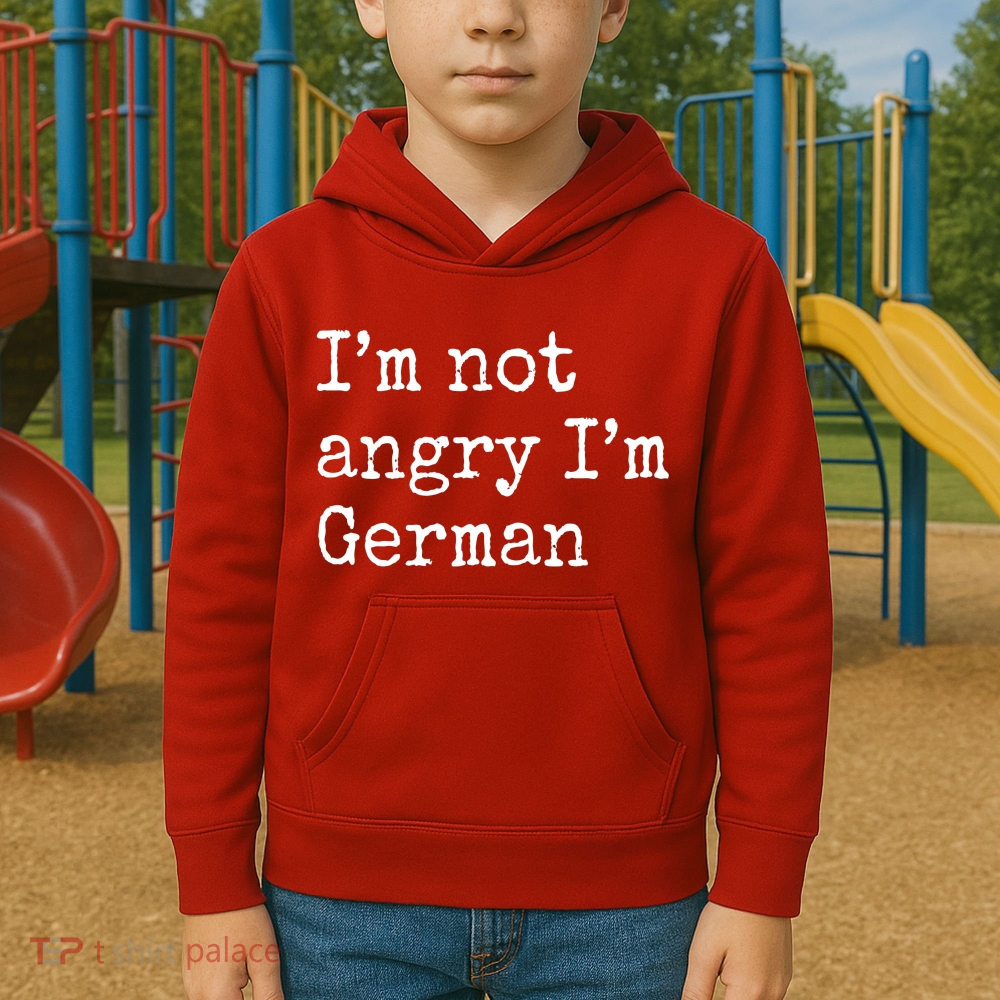 Im Not Angry Im German Funny Oktoberfest Kids Hoodie