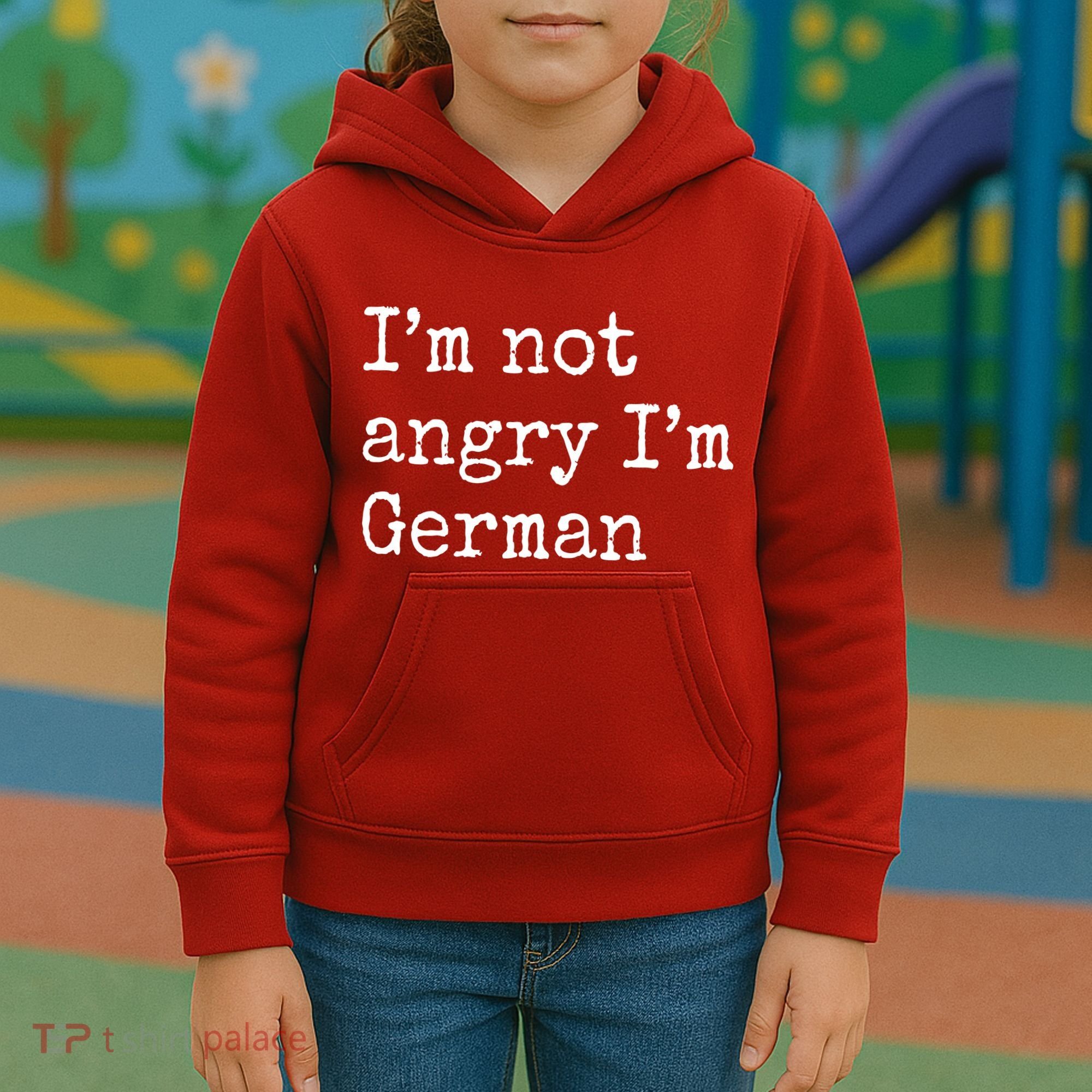 Im Not Angry Im German Funny Oktoberfest Kids Hoodie