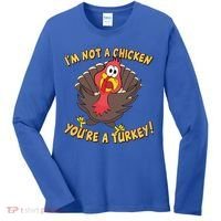 I'm Not A Chicken You're A Turkey Funny Thanksgiving Gift Women's Long Sleeve Shirt thumb 0