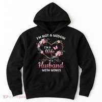 I'm not a widow I'm a wife to a husband with wings Hoodie thumb 0