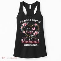 I'm not a widow I'm a wife to a husband with wings Women's Tank Top thumb 0