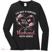 I'm not a widow I'm a wife to a husband with wings Women's Long Sleeve Shirt thumb 0