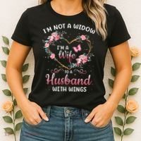 I'm not a widow I'm a wife to a husband with wings Women's T-Shirt thumb 2