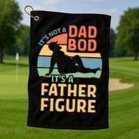 It's Not A Dad Bob It's A Father Figure Retro Golf Towel thumb 1