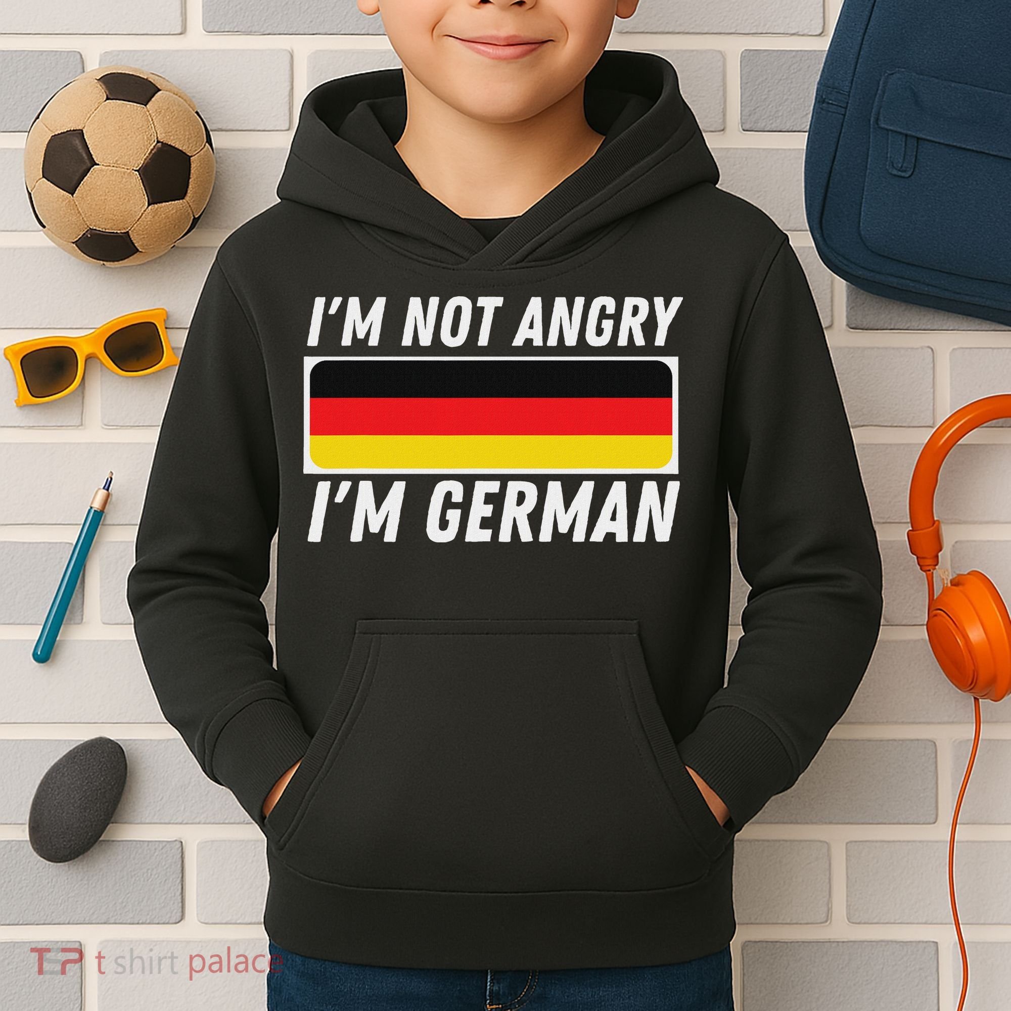 IM Not Angry IM German Germany Flag German American Kids Hoodie