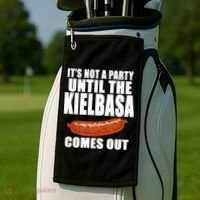 ITS NOT A PARTY UNTIL THE KIELBASA COMES OUT Funny Polish Golf Towel thumb 2