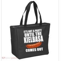 ITS NOT A PARTY UNTIL THE KIELBASA COMES OUT Funny Polish Tote Bag thumb 2