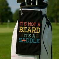 It's Not A Beard It's A Saddle for Fathers Day Golf Towel thumb 2