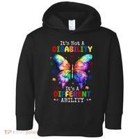 Its Not A Disability Its A Different Ability Autism Butterfly Toddler Hoodie thumb 0