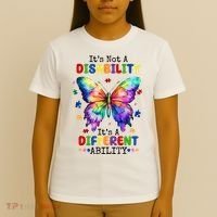Its Not A Disability Its A Different Ability Autism Butterfly T-Shirt thumb 4