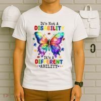 Its Not A Disability Its A Different Ability Autism Butterfly T-Shirt thumb 6