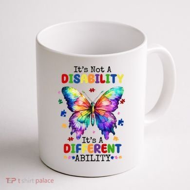 Its Not A Disability Its A Different Ability Autism Butterfly Coffee Mug back