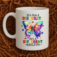 Its Not A Disability Its A Different Ability Autism Butterfly Coffee Mug thumb 2