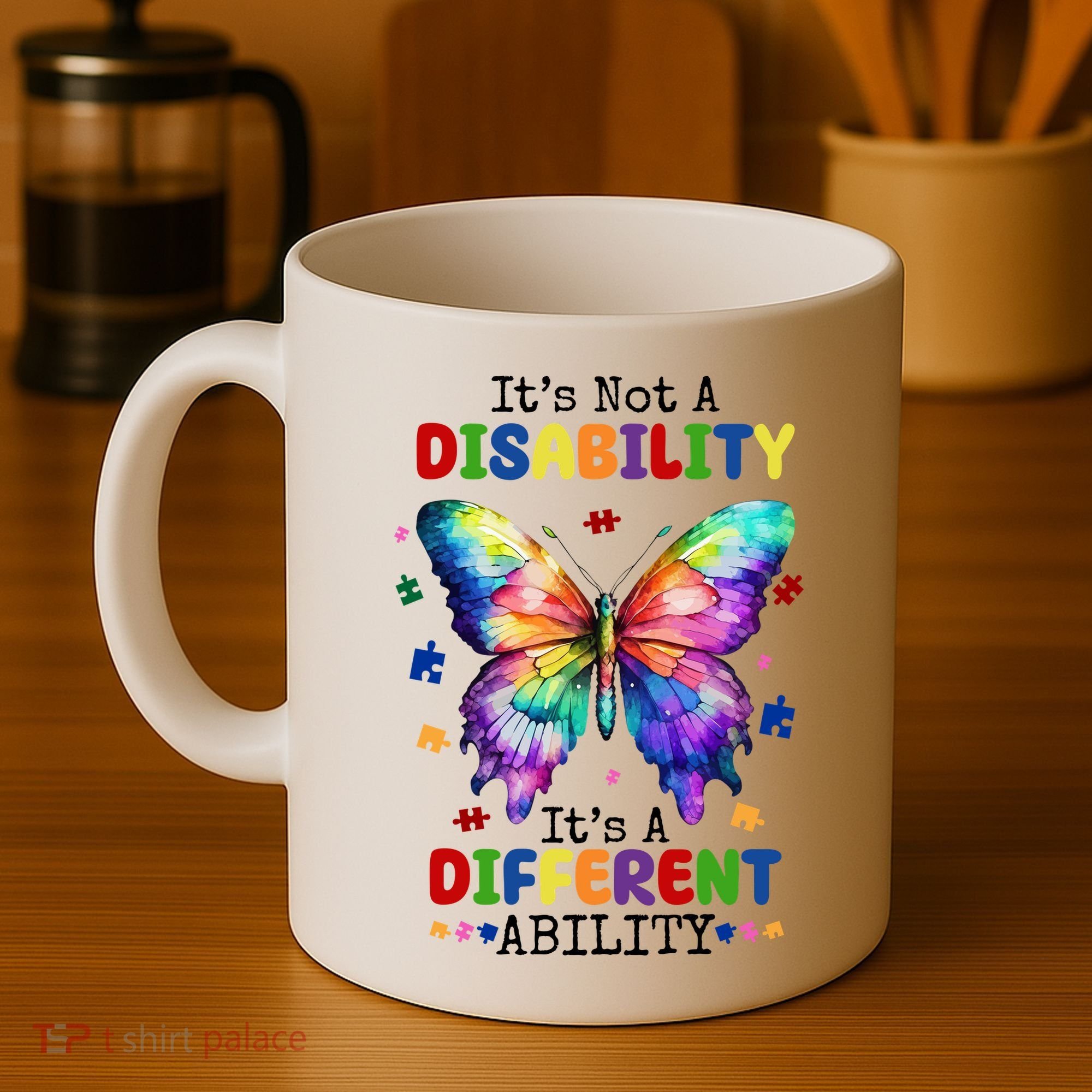 Its Not A Disability Its A Different Ability Autism Butterfly Coffee Mug