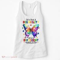 Its Not A Disability Its A Different Ability Autism Butterfly Women's Tank Top thumb 0