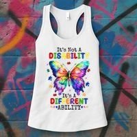 Its Not A Disability Its A Different Ability Autism Butterfly Women's Tank Top thumb 3