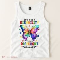 Its Not A Disability Its A Different Ability Autism Butterfly Tank Top thumb 2