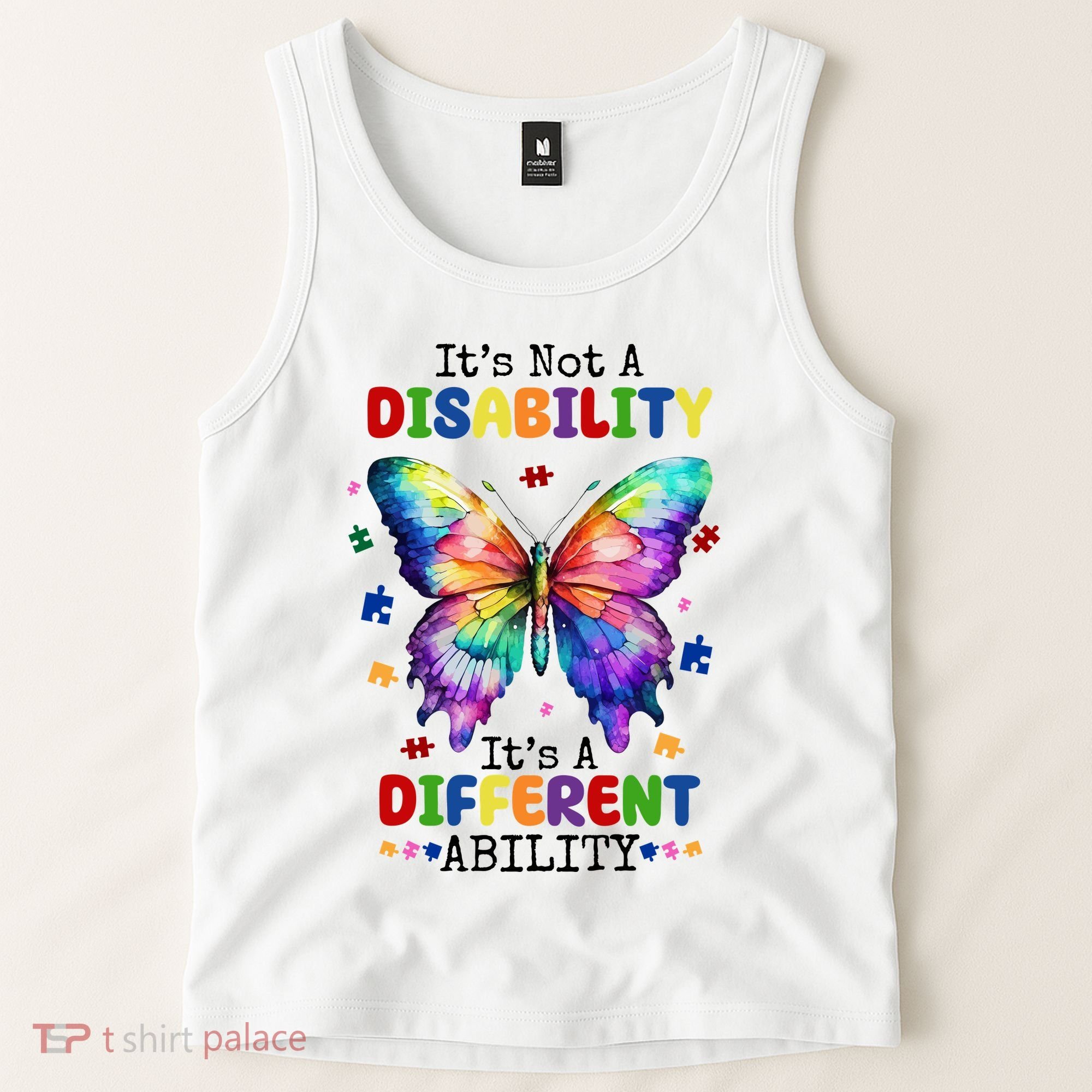 Its Not A Disability Its A Different Ability Autism Butterfly Tank Top