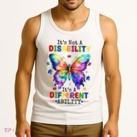 Its Not A Disability Its A Different Ability Autism Butterfly Tank Top thumb 3
