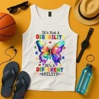Its Not A Disability Its A Different Ability Autism Butterfly Tank Top thumb 4