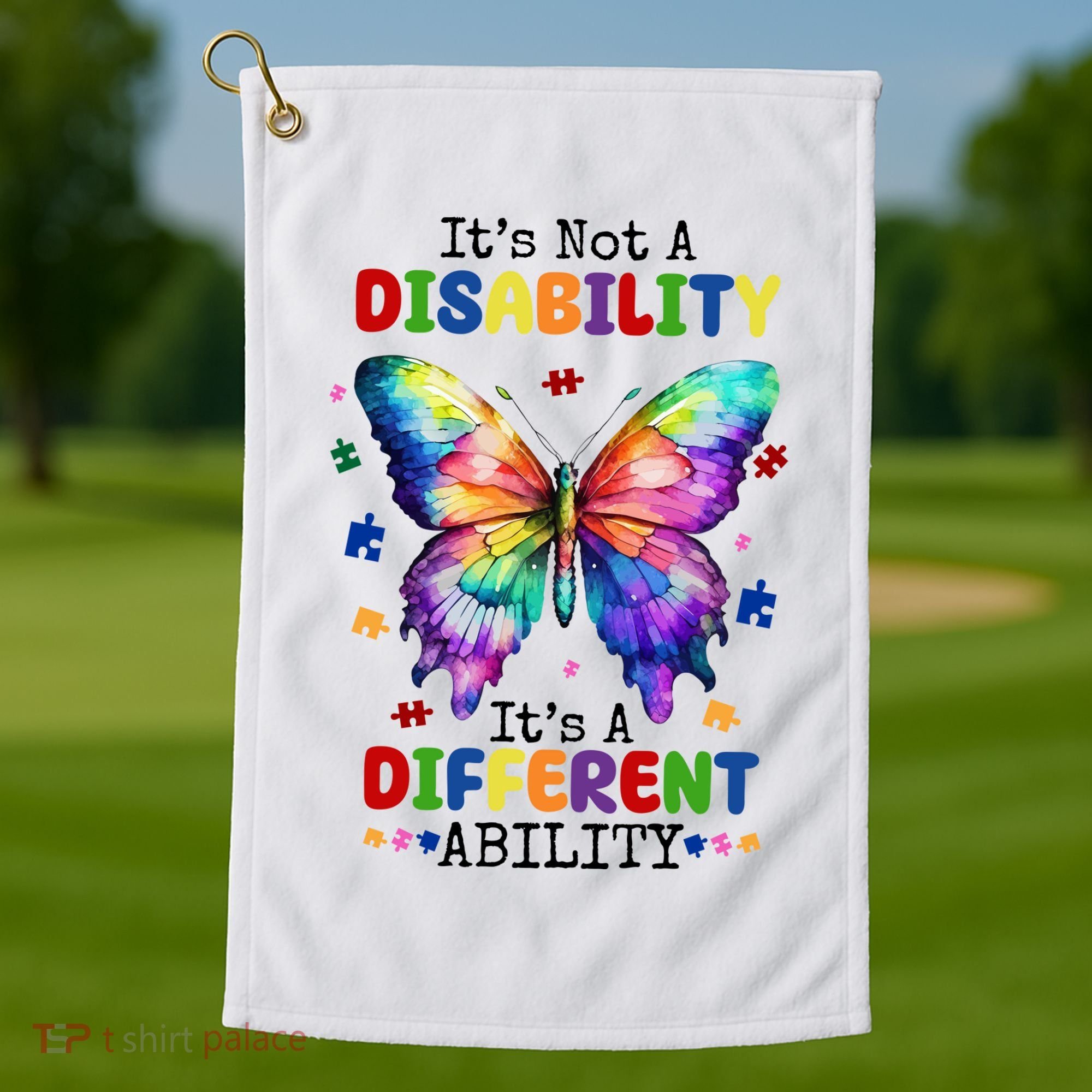 Its Not A Disability Its A Different Ability Autism Butterfly Golf Towel