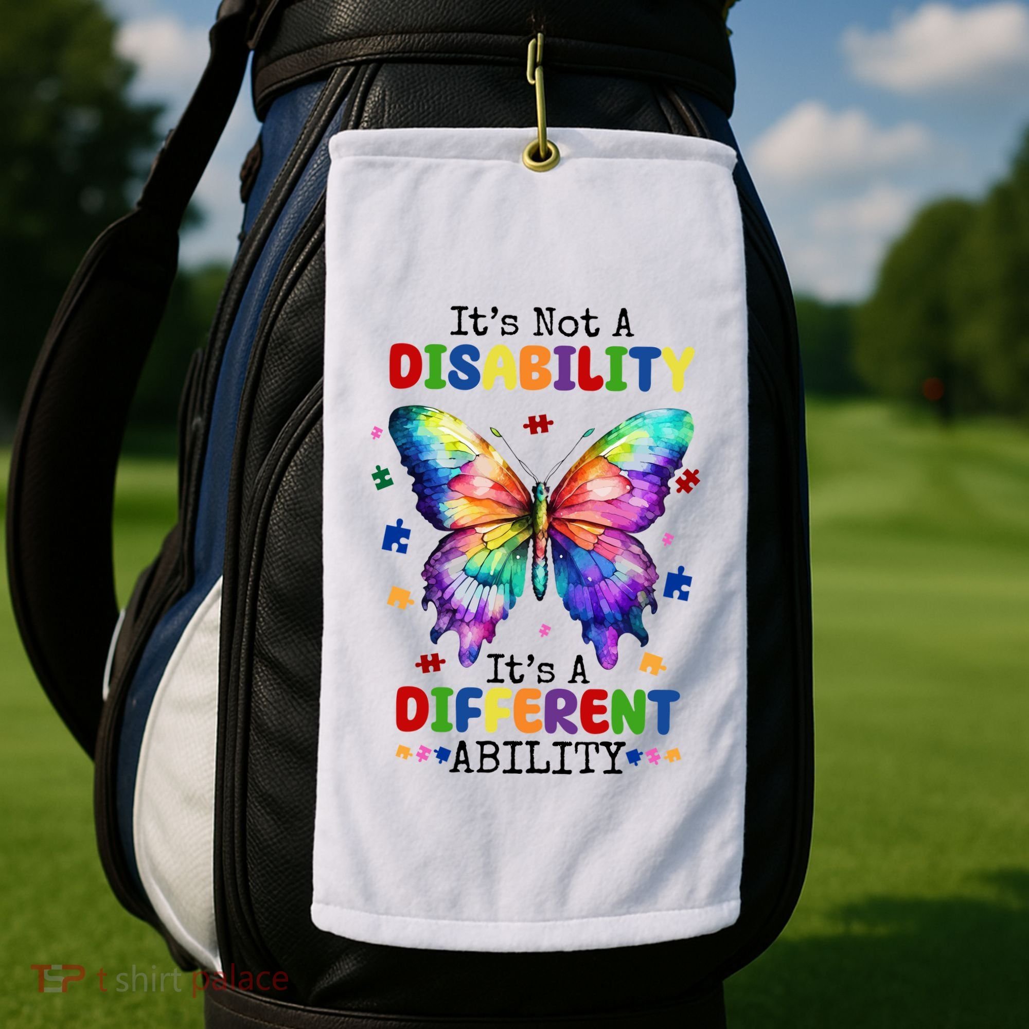 Its Not A Disability Its A Different Ability Autism Butterfly Golf Towel