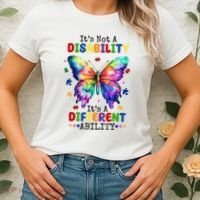 Its Not A Disability Its A Different Ability Autism Butterfly Women's T-Shirt thumb 2