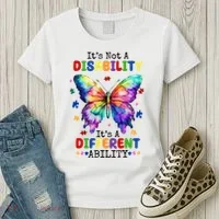 Its Not A Disability Its A Different Ability Autism Butterfly Women's T-Shirt thumb 3