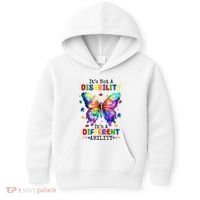 Its Not A Disability Its A Different Ability Autism Butterfly Kids Hoodie thumb 0