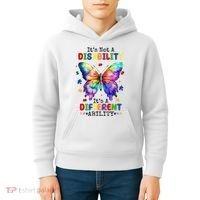 Its Not A Disability Its A Different Ability Autism Butterfly Kids Hoodie thumb 4