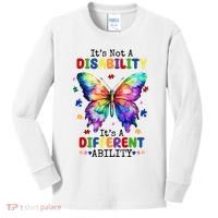 Its Not A Disability Its A Different Ability Autism Butterfly Kids Long Sleeve Shirt thumb 0