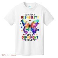 Its Not A Disability Its A Different Ability Autism Butterfly Kids T-Shirt thumb 0