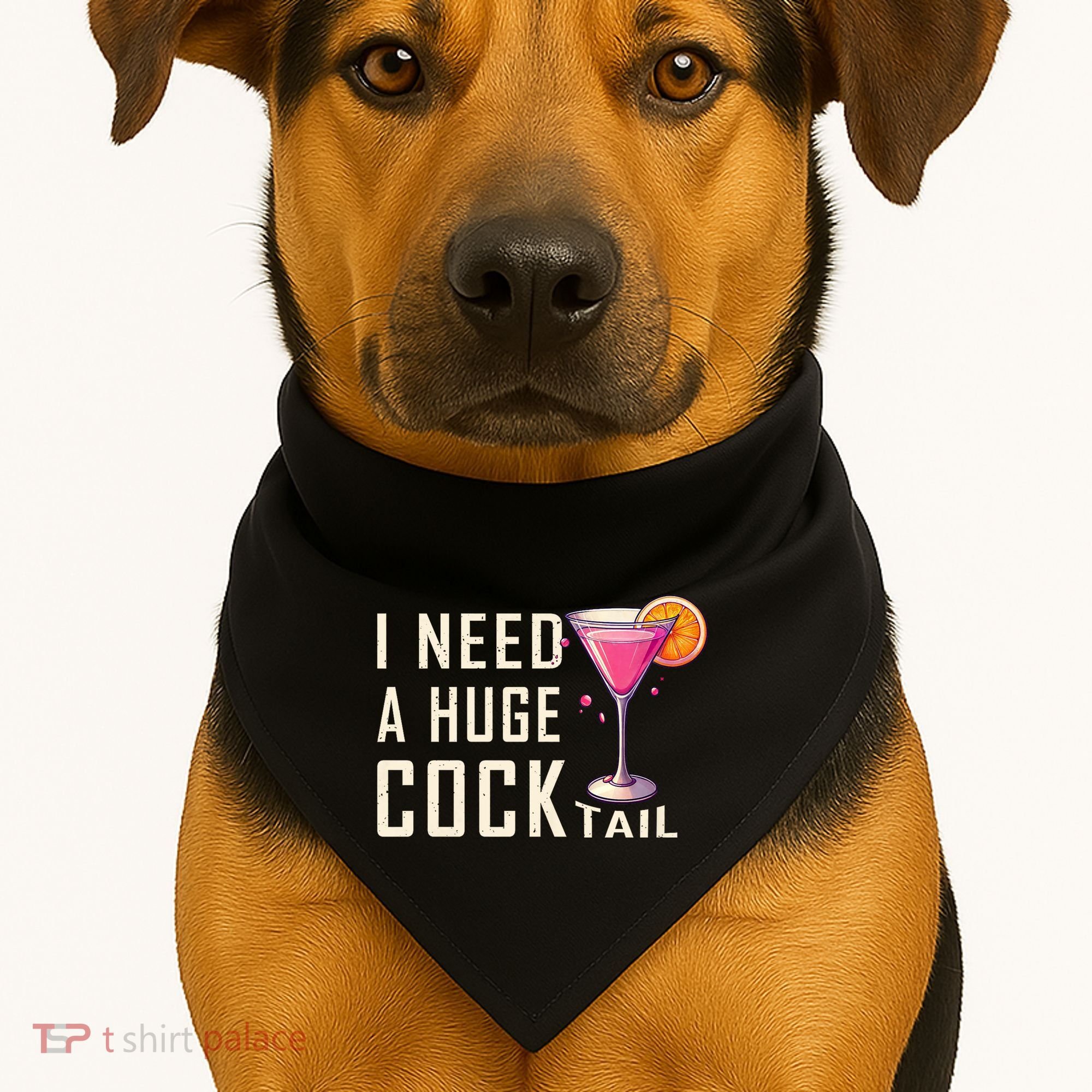 I Need A Huge Cocktail Funny Adult Humor Drinking USA-Made Doggie Bandana