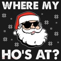 Inappropriate Naughty Christmas Funny Xmas WhereS My Hos At Great Gift USA-Made Doggie Bandana thumb 2
