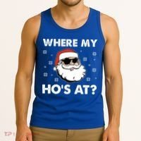 Inappropriate Naughty Christmas Funny Xmas WhereS My Hos At Great Gift Tank Top thumb 3