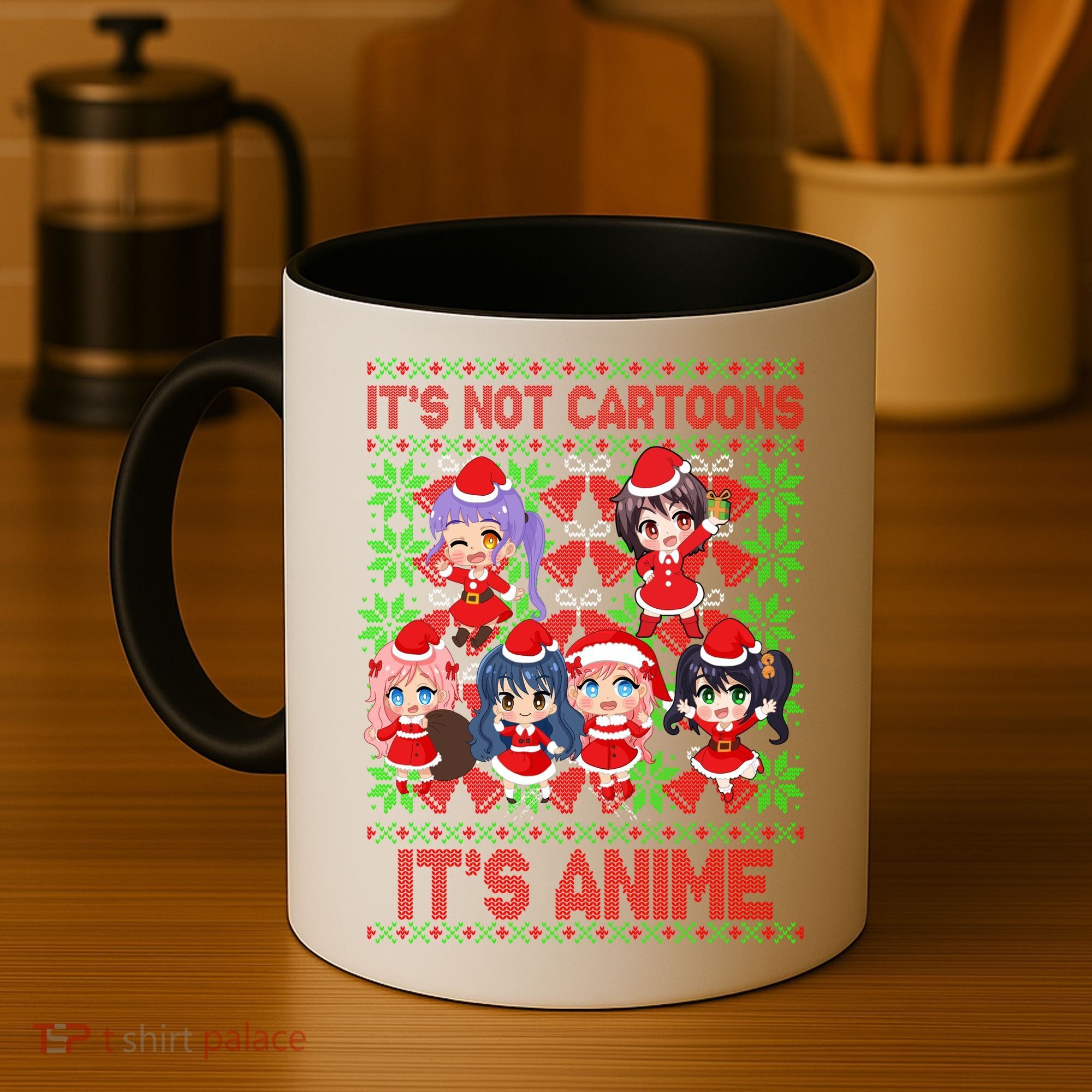 Its Not Cartoons Its Anime Ugly Christmas Coffee Mug