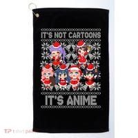 Its Not Cartoons Its Anime Ugly Christmas Golf Towel thumb 0