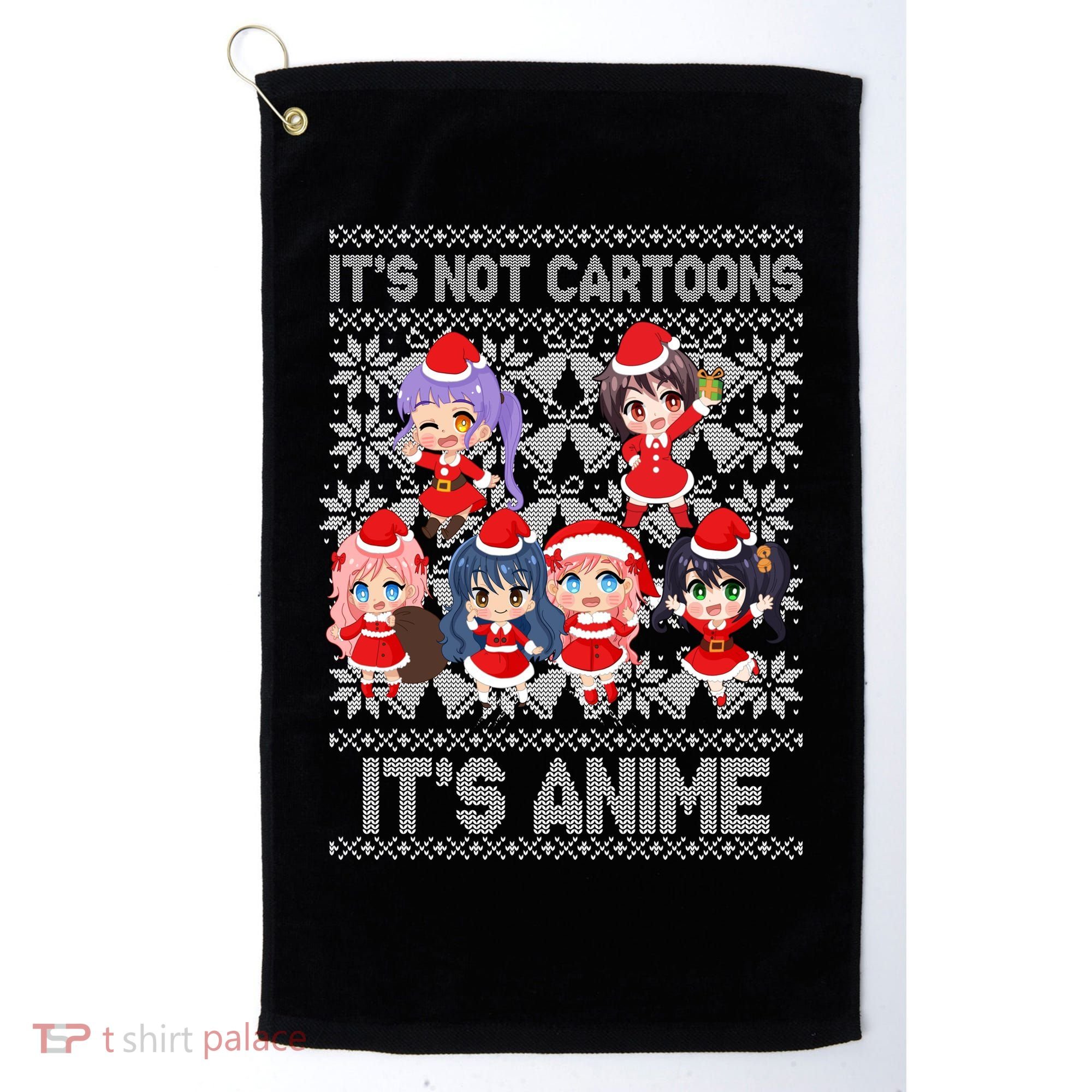 Its Not Cartoons Its Anime Ugly Christmas Golf Towel
