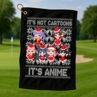Its Not Cartoons Its Anime Ugly Christmas Golf Towel thumb 1