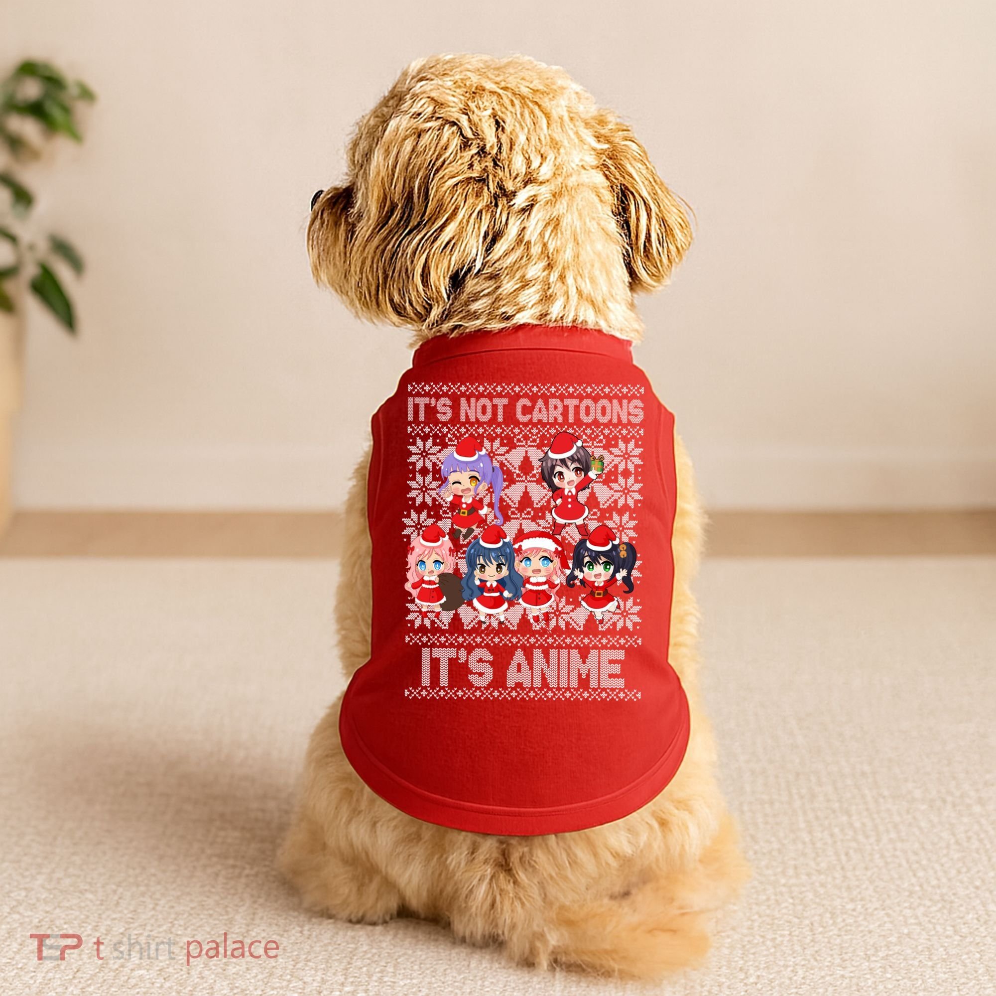 Its Not Cartoons Its Anime Ugly Christmas Doggie Tank