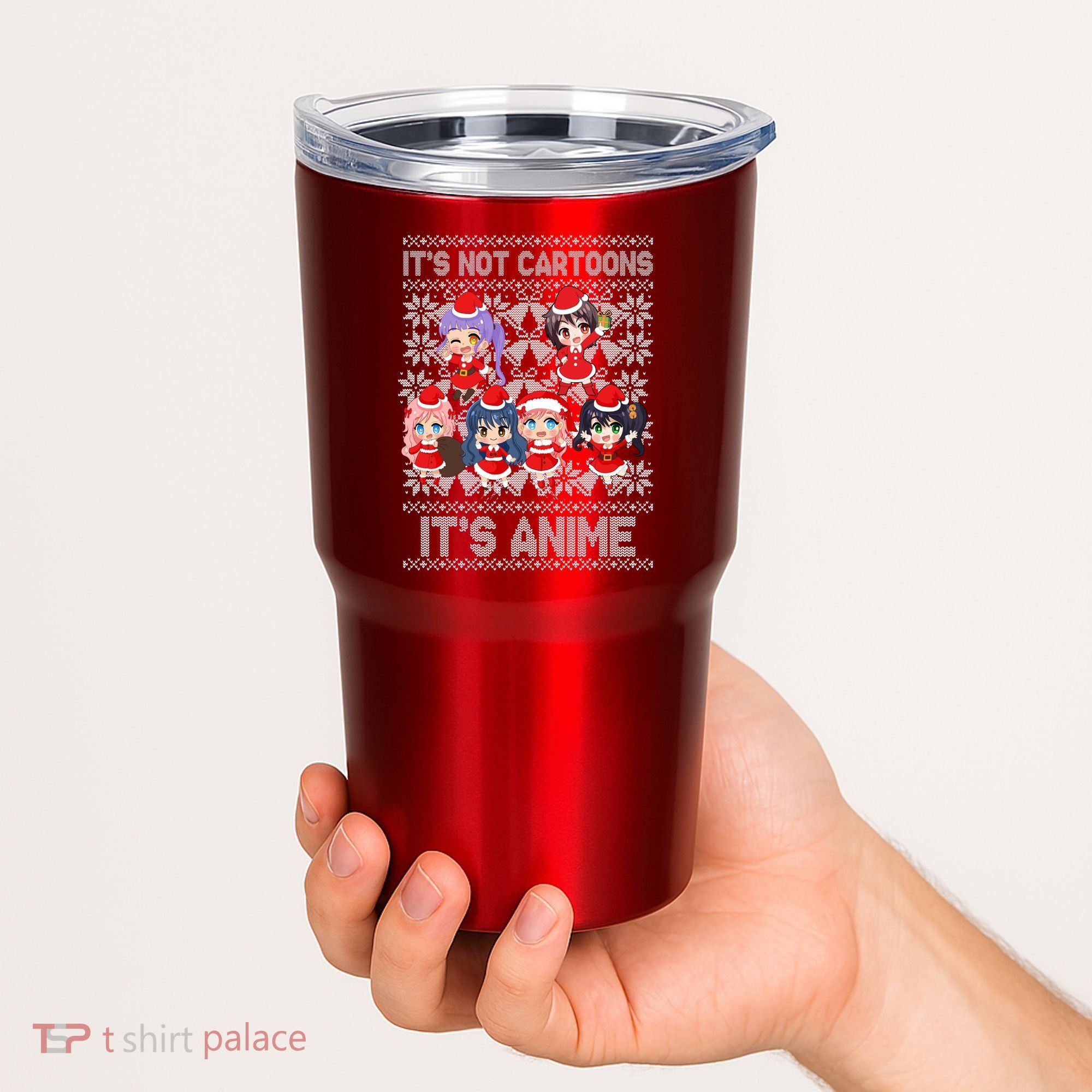 Its Not Cartoons Its Anime Ugly Christmas Tumbler