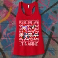Its Not Cartoons Its Anime Ugly Christmas Women's Tank Top thumb 3